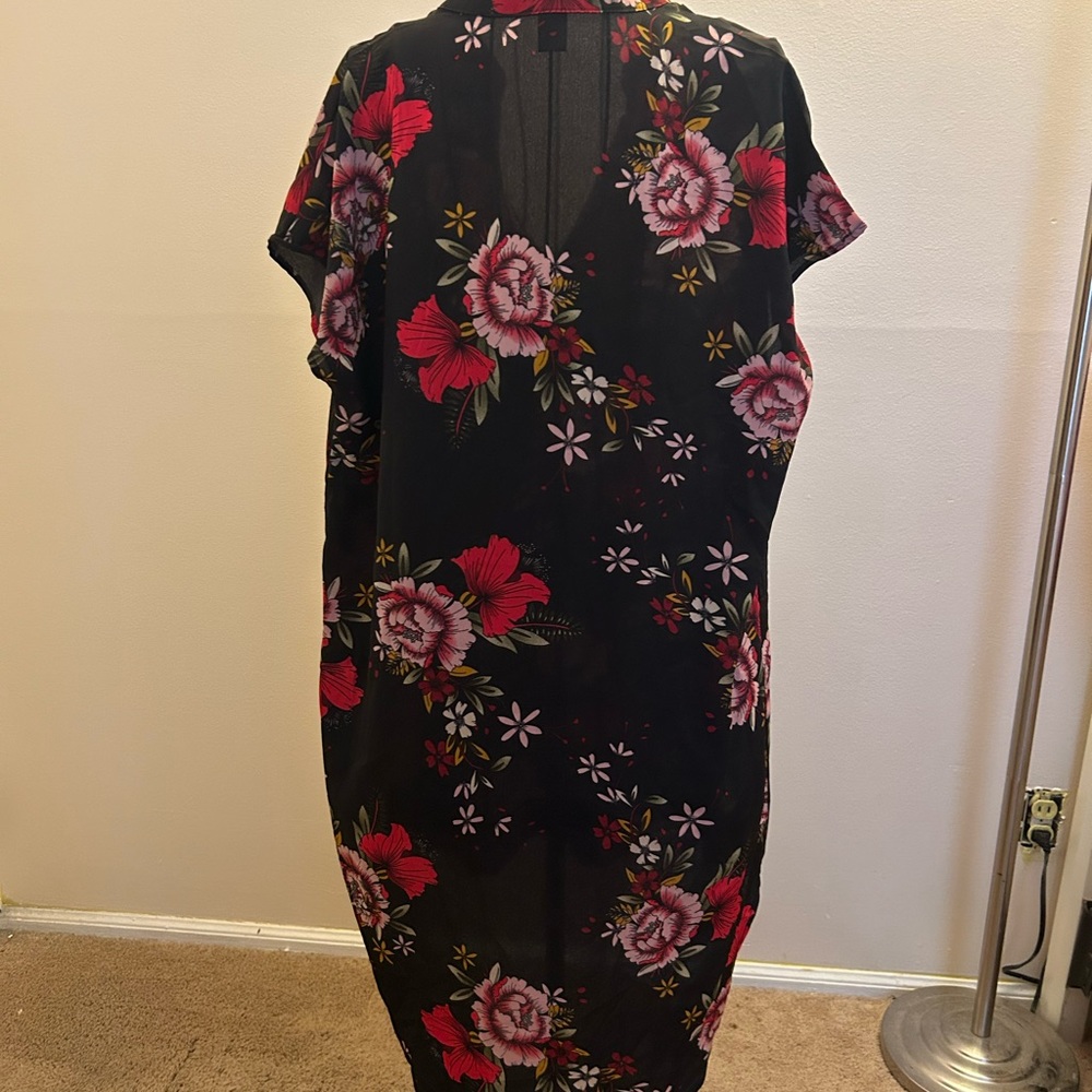 SHEIN Black Dress with Pink and Red Floral Design - Picture 2 of 3